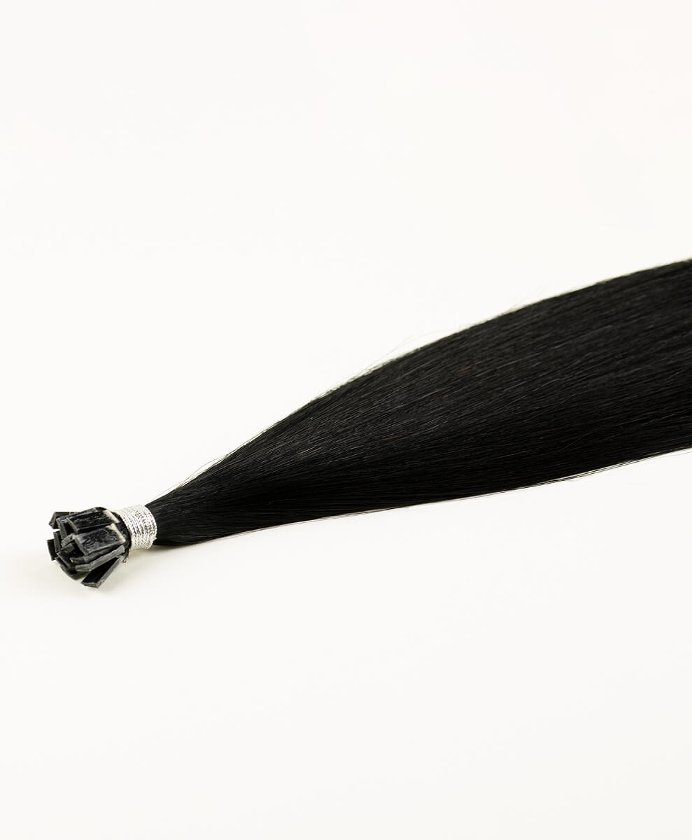 Jet Black, 16" Flat Tip Hair Extensions, #N01