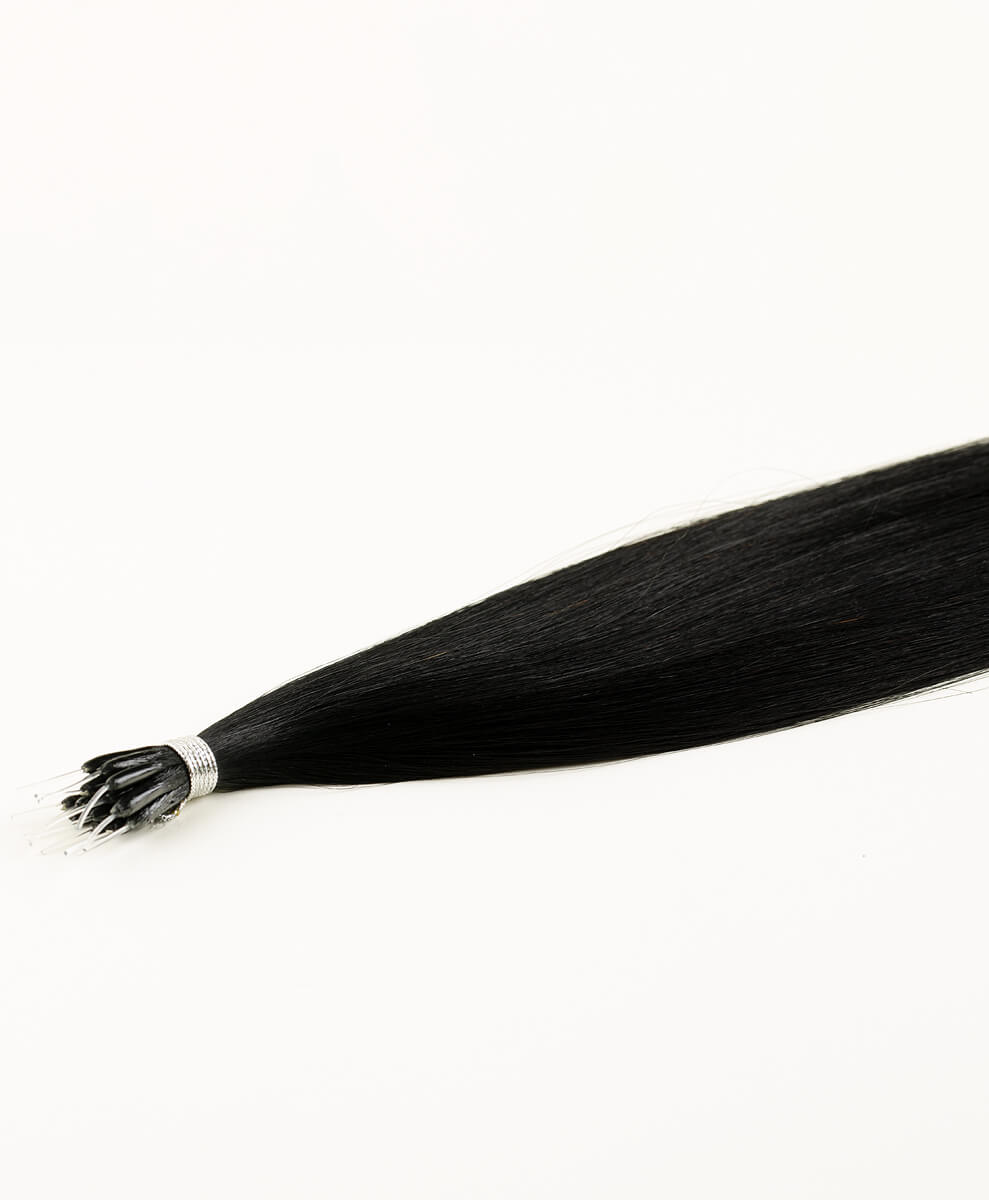 Jet Black, 16" Nano Tip Hair Extensions, #N01