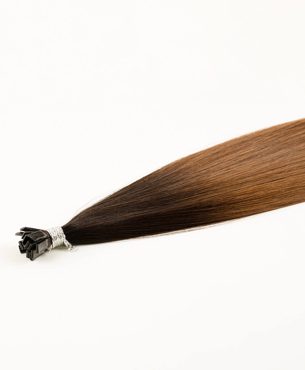 Ombre Brown, 16" Flat Tip Hair Extensions, #R34