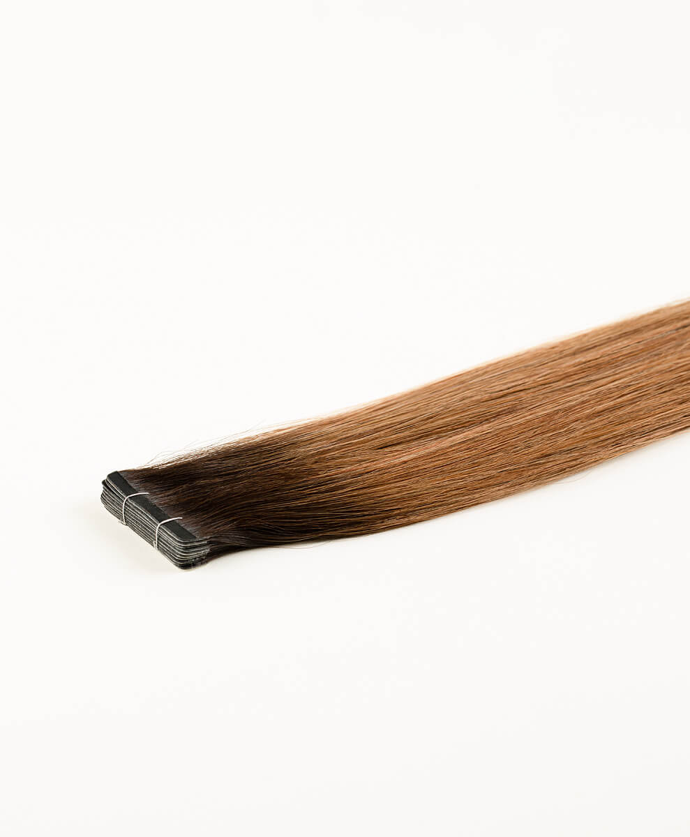 Rooted Light Brown, 16" Ultra Slim Tape-In Hair Extensions, #R35