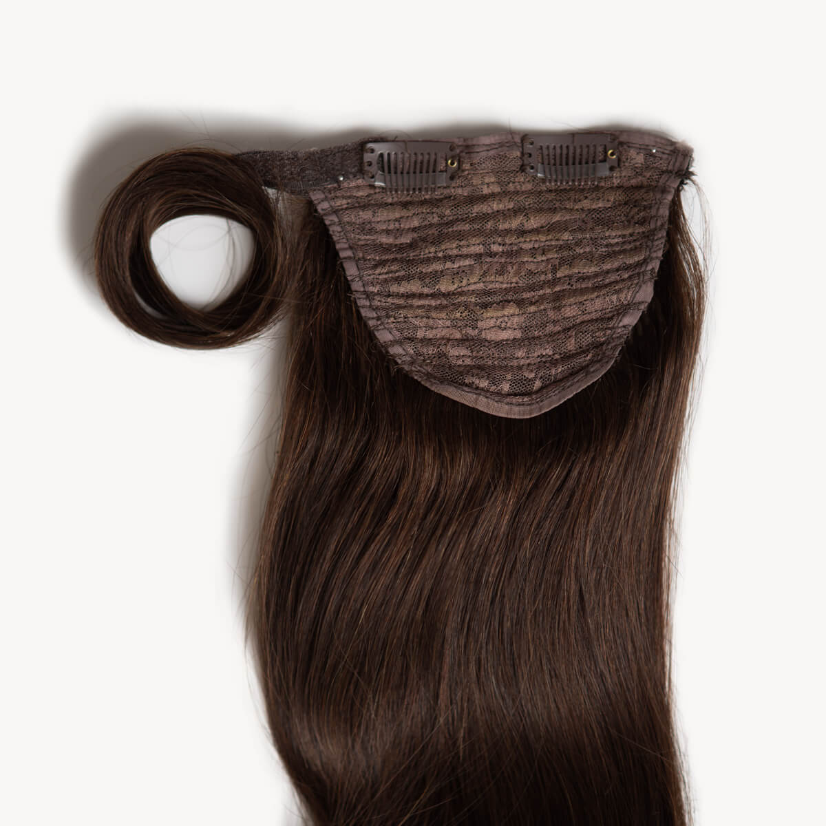 Dark brown 24 inch clip-in ponytail extensions human hair 2