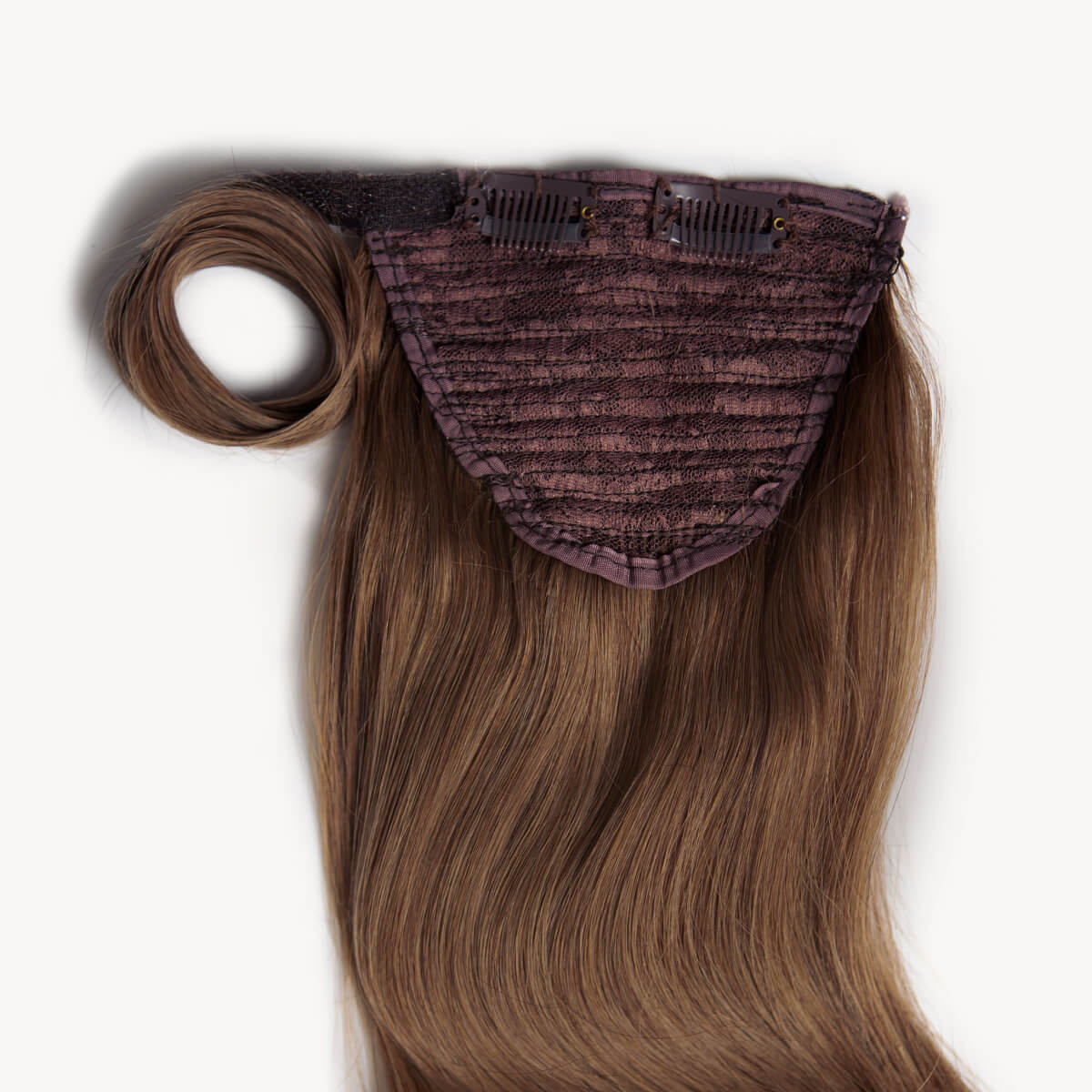 Light brown 16 inch clip-in ponytail extensions human hair 6