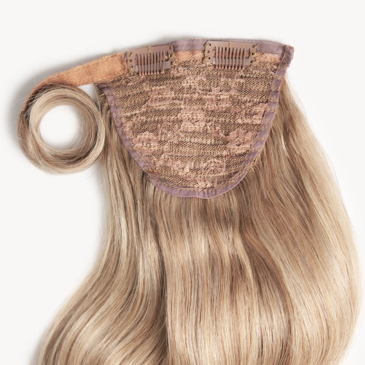 Medium sandy blonde 16 inch clip-in ponytail extensions human hair 18