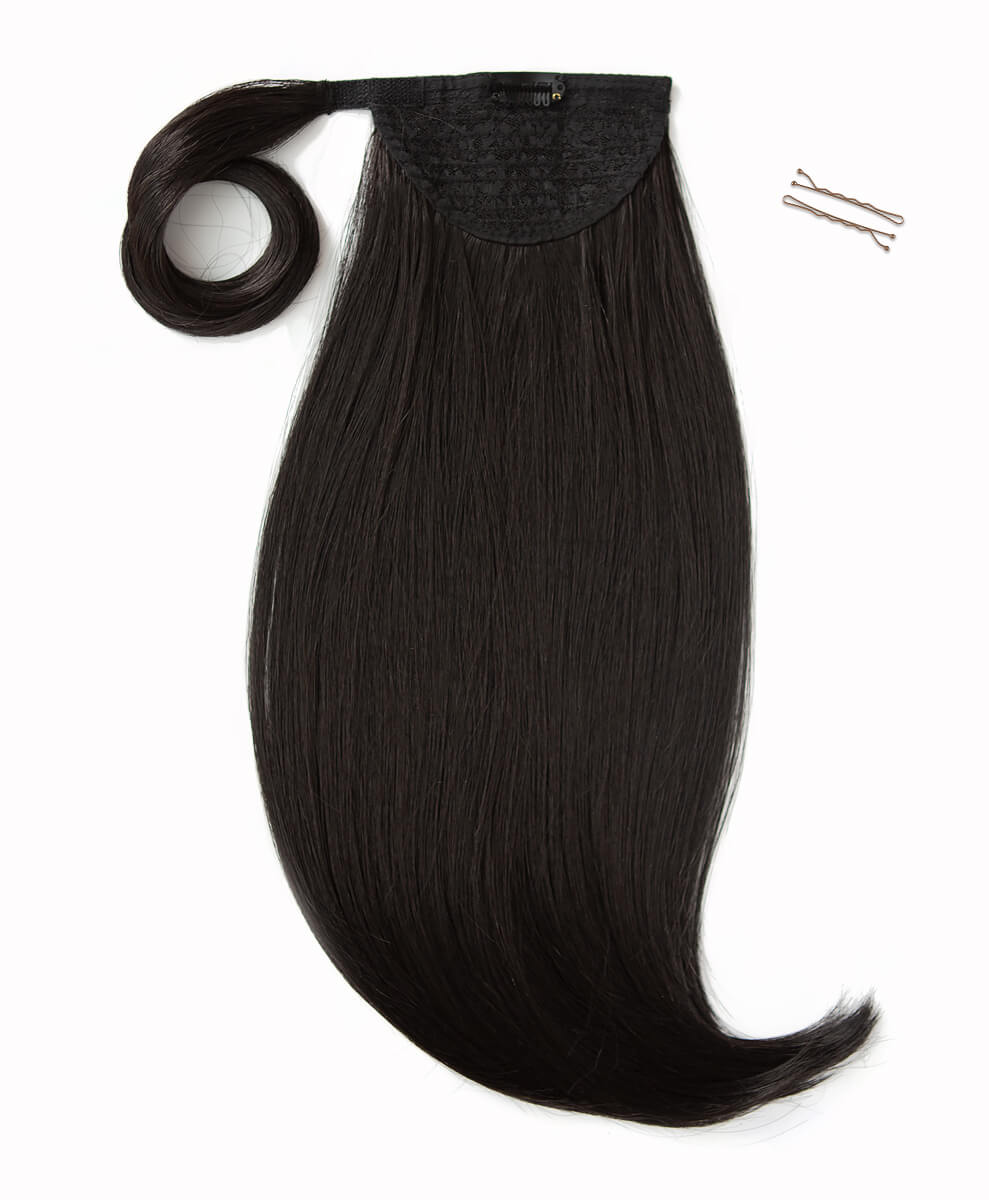 Brown Black, 16" Bounce Wraparound Ponytail