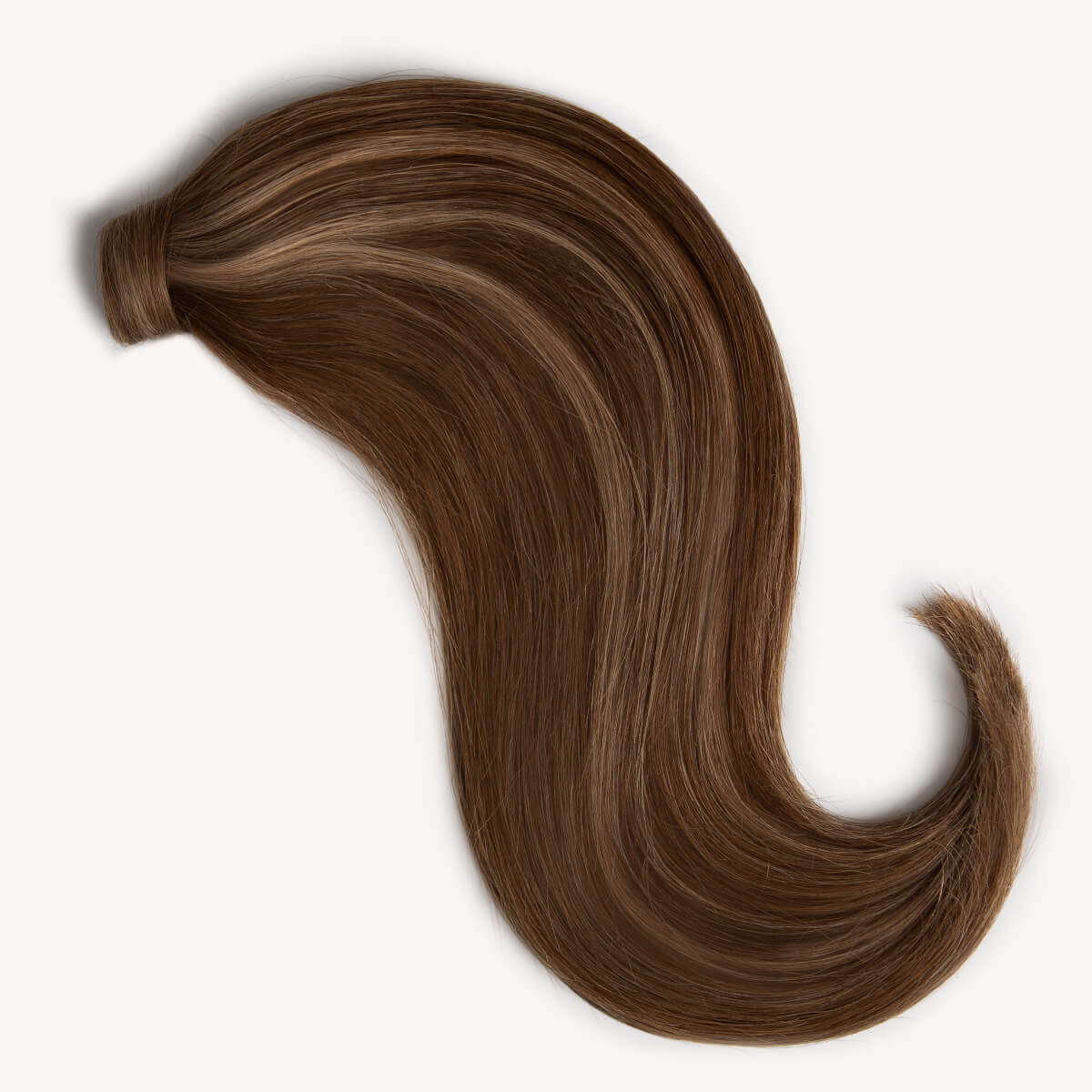 Brown blonde highlighted 16 inch clip-in ponytail extensions human hair PP4-18