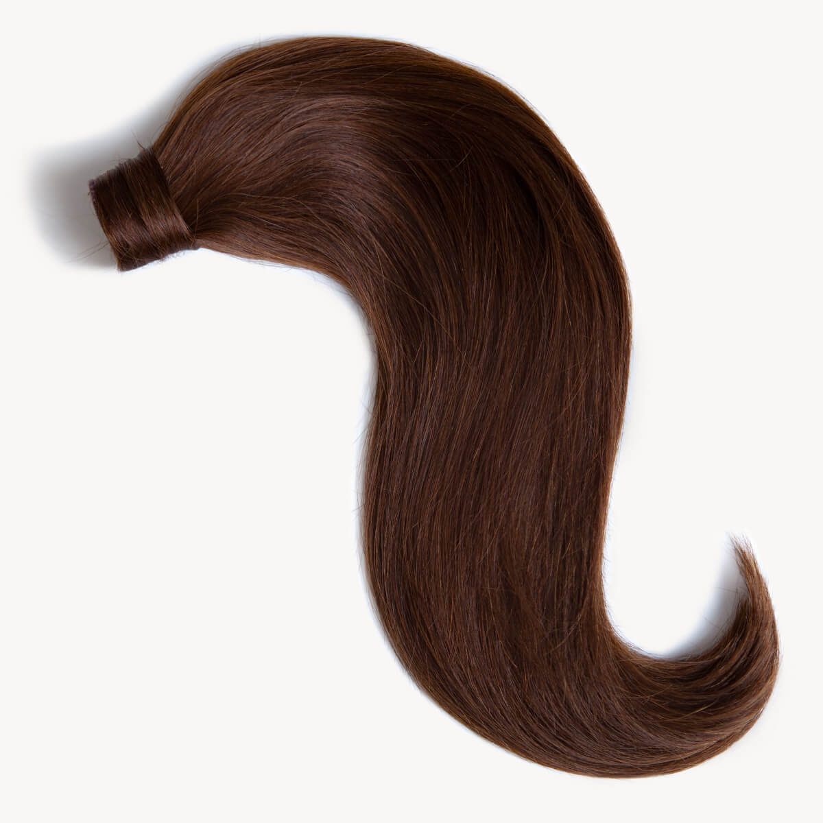 Chocolate brown 16 inch clip-in ponytail extensions human hair 4