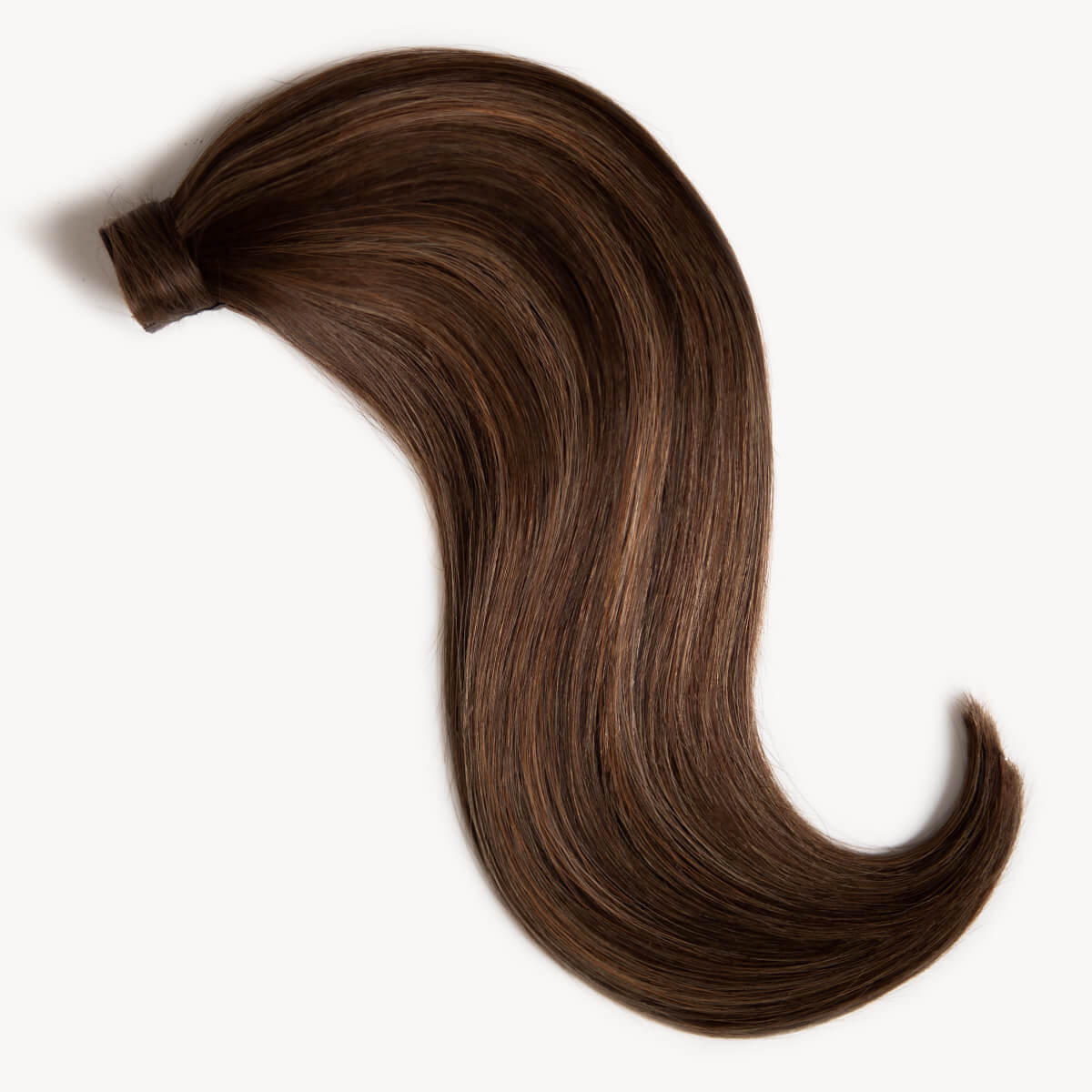 Subtle brunette highlighted 16 inch clip-in ponytail extensions human hair PP2-6