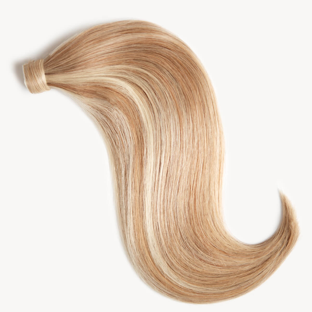 Warm blonde highlighted 16 inch clip-in ponytail extensions human hair F60-27A