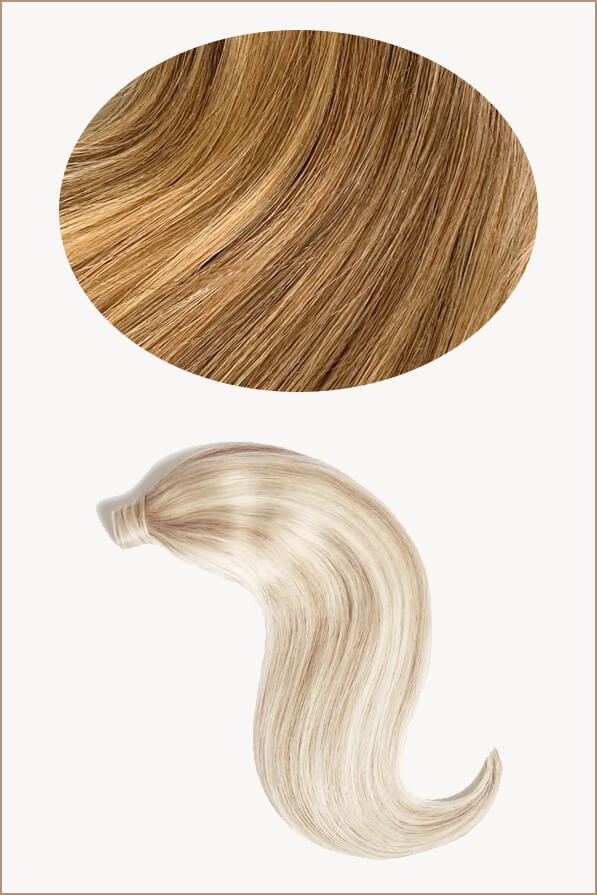 Toasted Blonde Highlighted, 16" Clip-In Ponytail Hair Extensions | 120g
