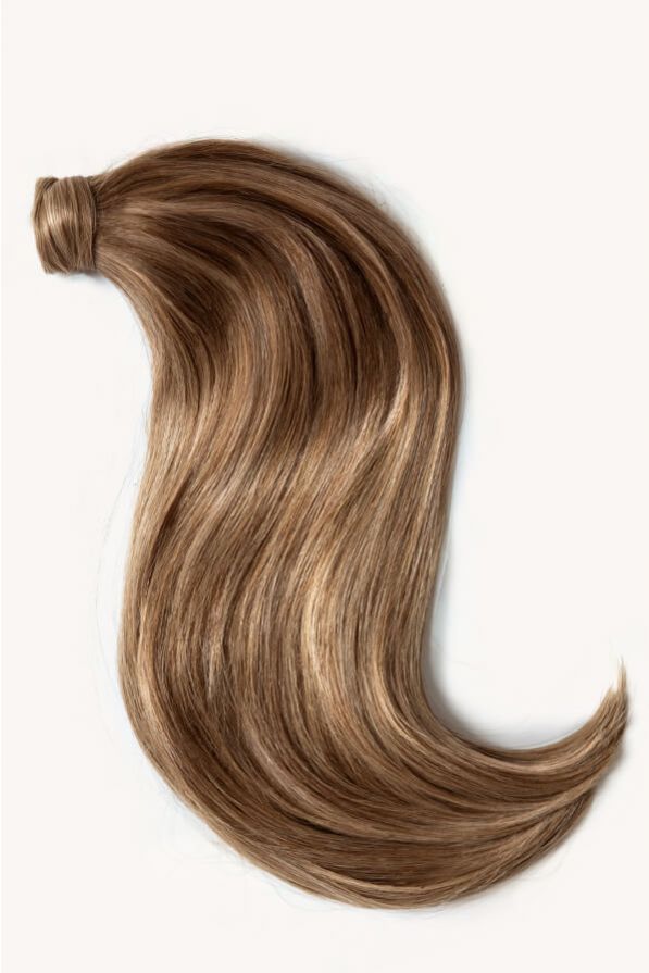 Bronde highlighted 16 inch clip-in ponytail extensions human hair P10-18-6