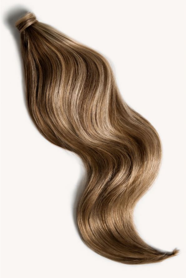 Bronde highlighted 24 inch clip-in ponytail extensions human hair P10-18-6