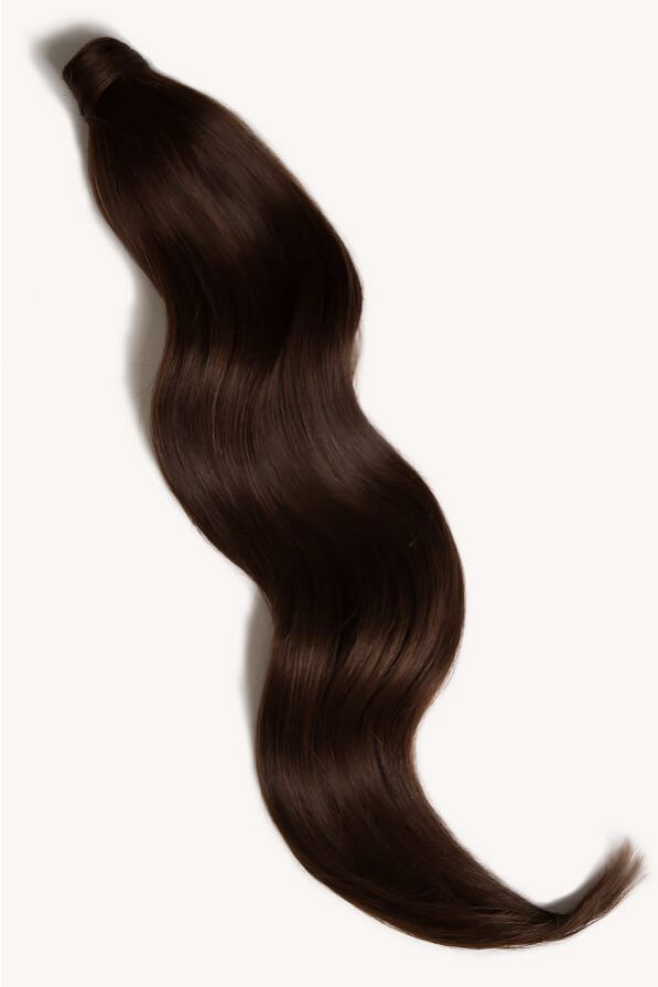 Dark brown 32 inch clip-in ponytail extensions human hair 2