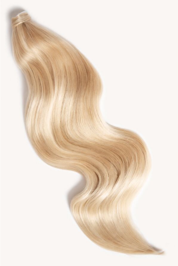 Light blonde highlighted 24 inch clip-in ponytail extensions human hair F60-24
