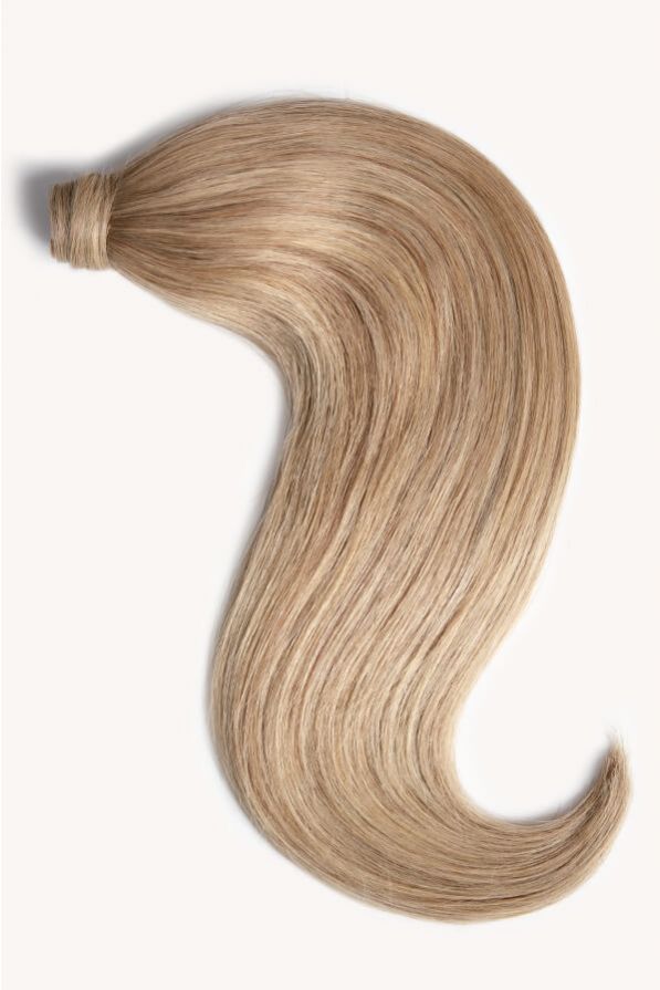 Medium sandy blonde 16 inch clip-in ponytail extensions human hair 18