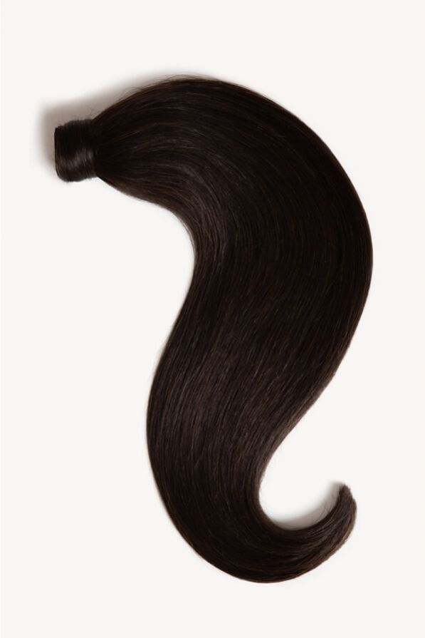 Natural black 16 inch clip-in ponytail extensions human hair 1B