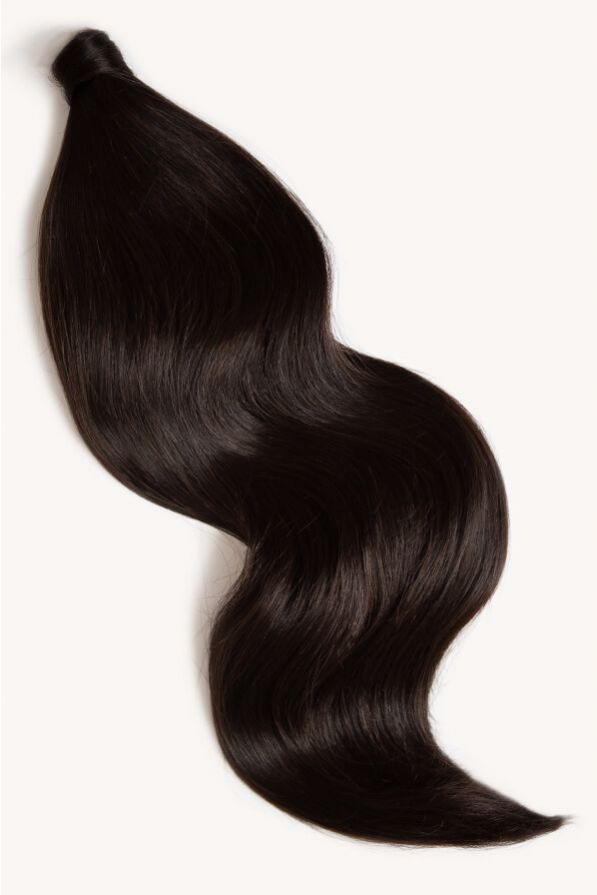 Natural black 24 inch clip-in ponytail extensions human hair 1B
