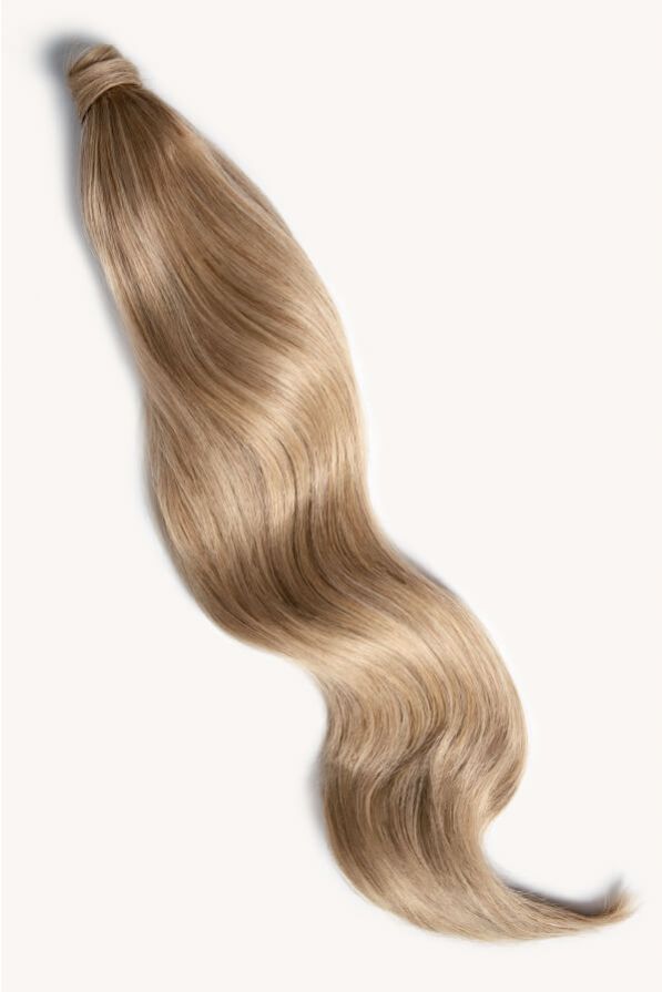 Medium sandy blonde 32 inch clip-in ponytail extensions human hair 18