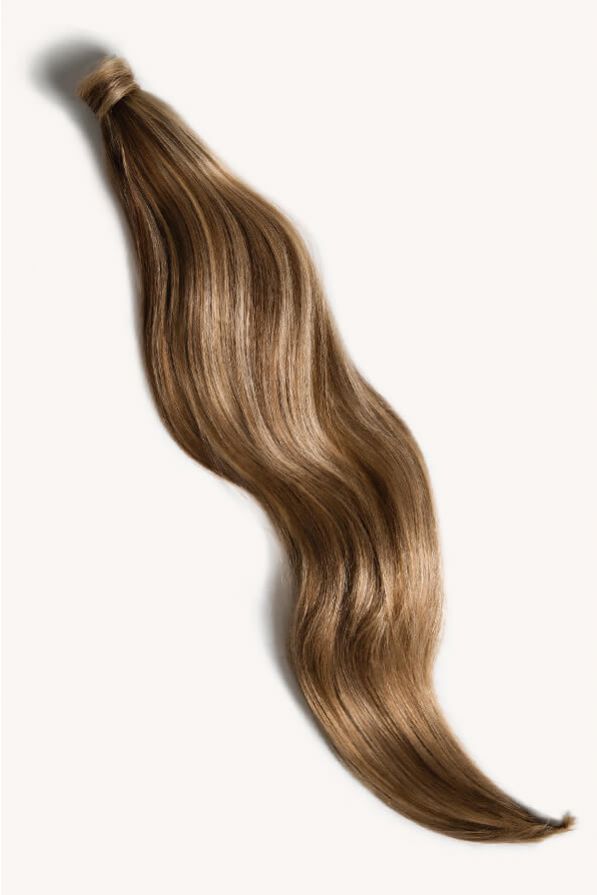 Bronde highlighted 32 inch clip-in ponytail extensions human hair P10-18-6