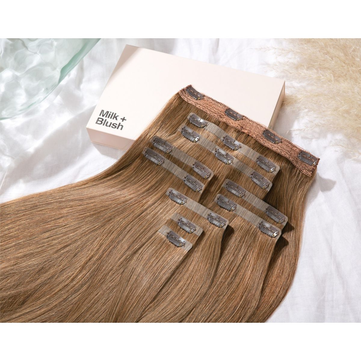 Light Brown, 12 Seamless Clip-In Hair Extensions, #6 | 140g
